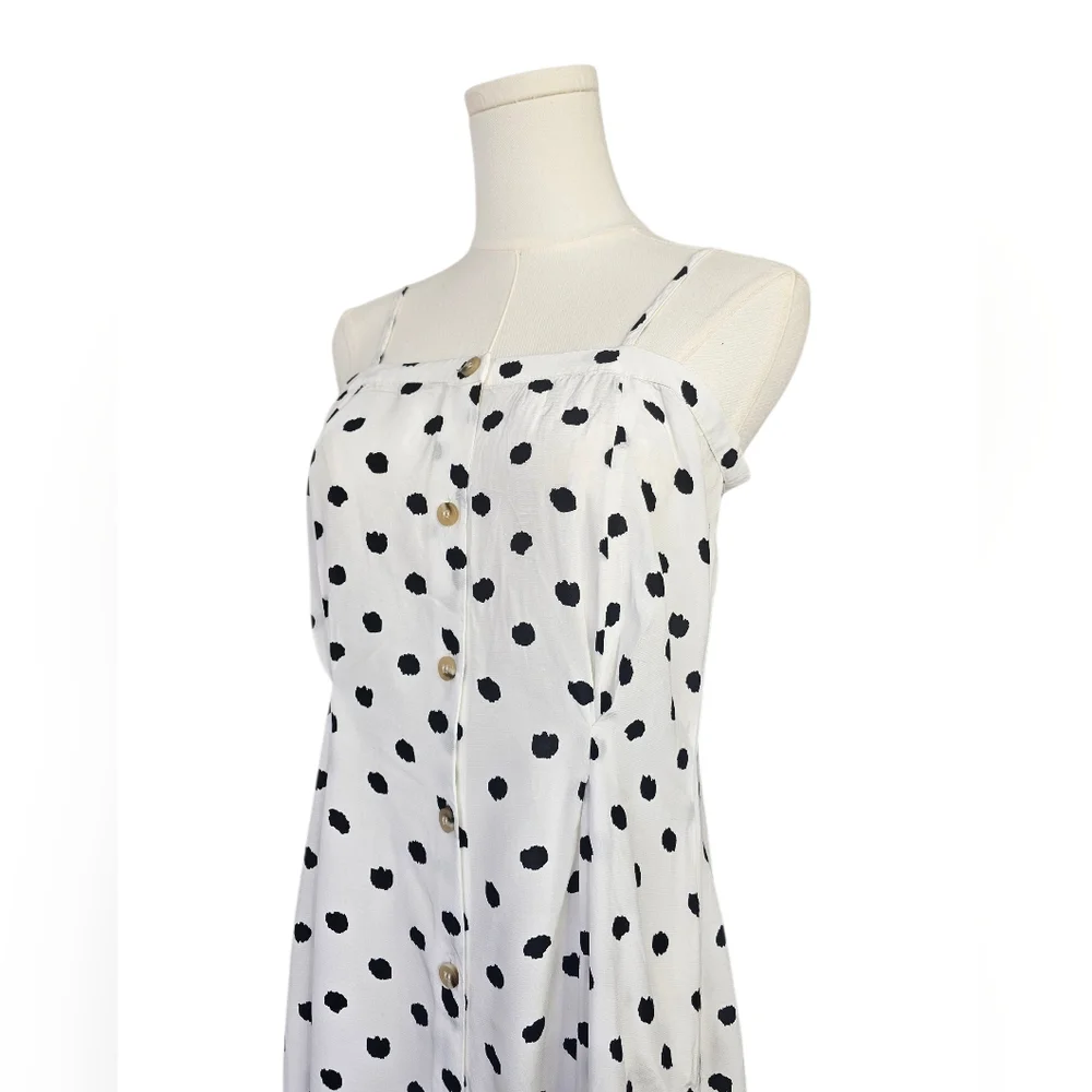 & Other Stories Black and White Polka Dot Midi Dress - Picture 2 of 5